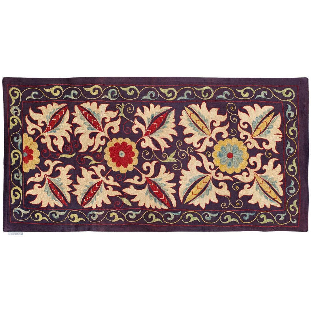 Horizontal front view of Mekhann's purple botanical runner, showing an alternative view of the runner.