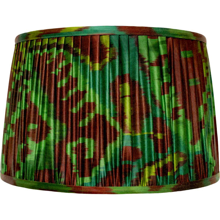 Lampshade with green and brown pattern on a white background