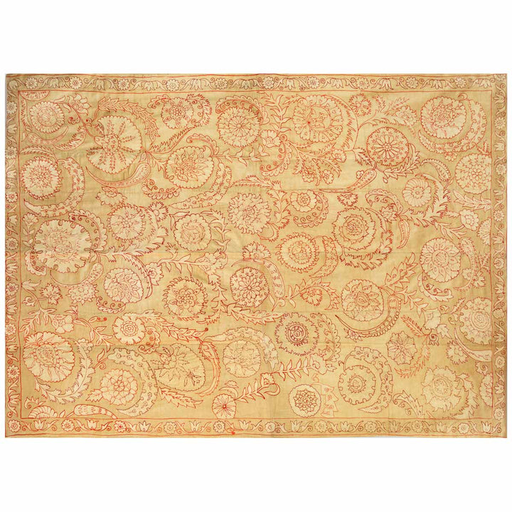 Horizontal front view of Mekhann's cream botanical throw, displaying an alternative way to view the cream throw