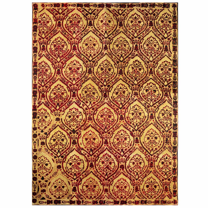 Front view of Mekhann's black arabesque throw, revealing the arabesque design motifs and how the merge together to create the black silk arabesque throw.