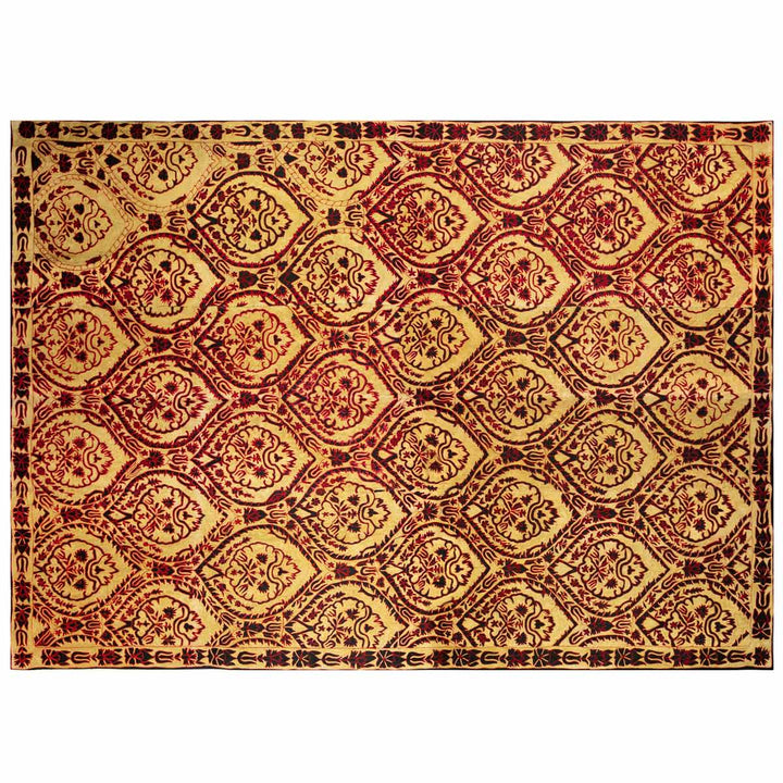 Horizontal front view of Mekhann's black arabesque throw, giving the viewer an alternative way of viewing the throw.